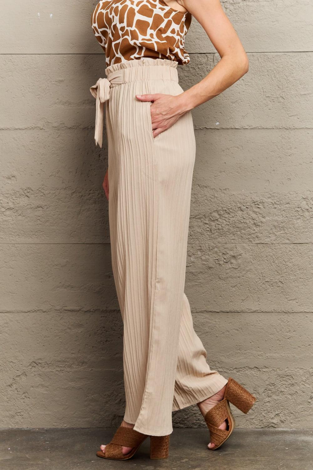 Get trendy with Tie Waist Long Pants - Bottoms available at Styles Code. Grab yours today!