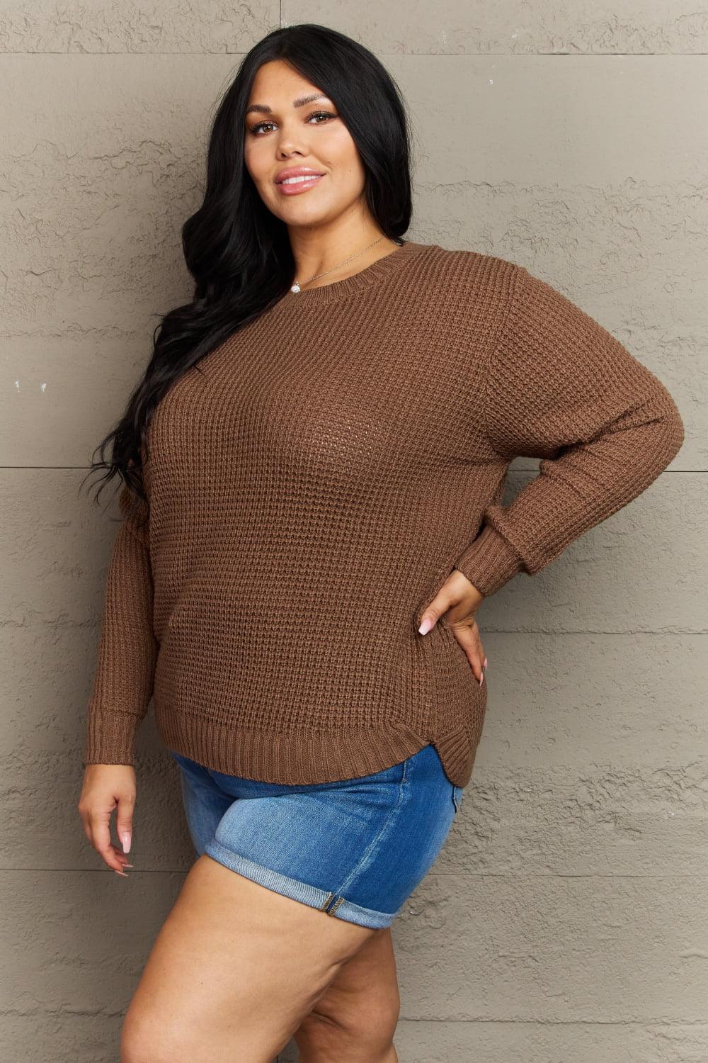 Get trendy with Plus Size Waffle Knit Sweater - Plus Size available at Styles Code. Grab yours today!