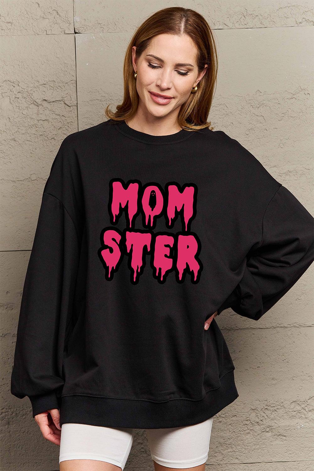 Get trendy with Simply Love Full Size MOM STER Graphic Sweatshirt - Halloween Clothes available at Styles Code. Grab yours today!