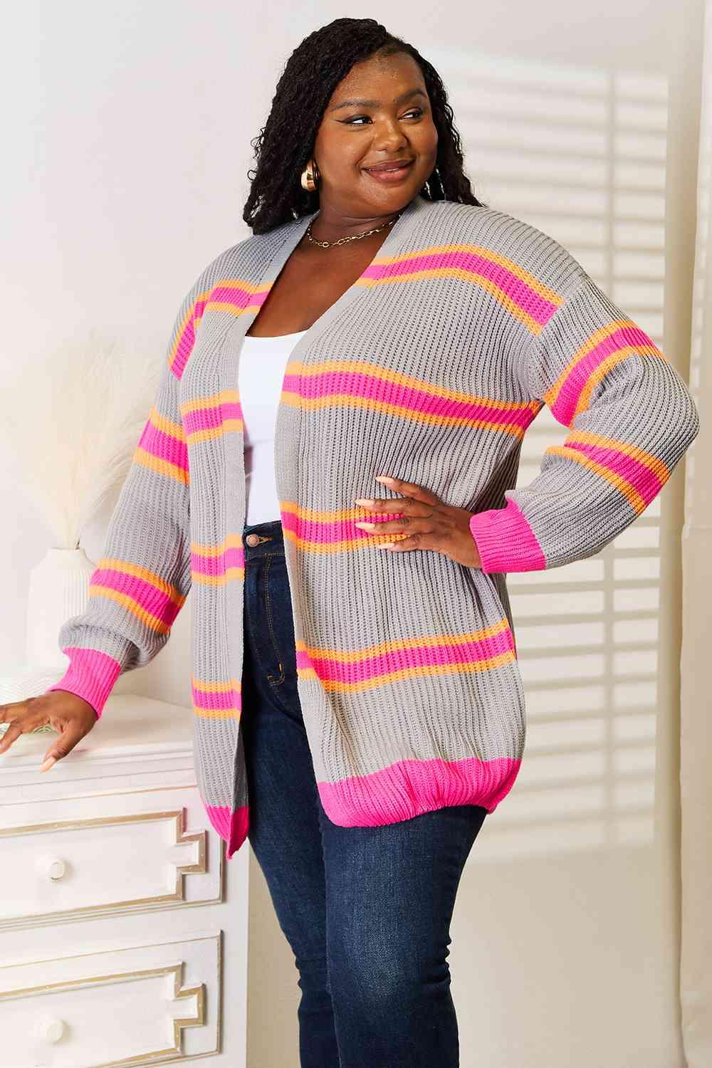 Get trendy with Ribbed Long Sleeve Cardigan - Cardigan available at Styles Code. Grab yours today!