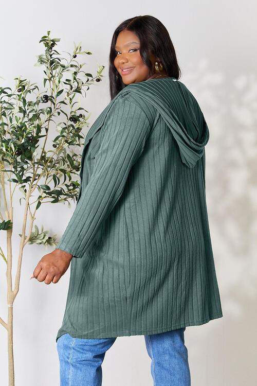 Get trendy with Full Size Hooded Sweater Cardigan - available at Styles Code. Grab yours today!