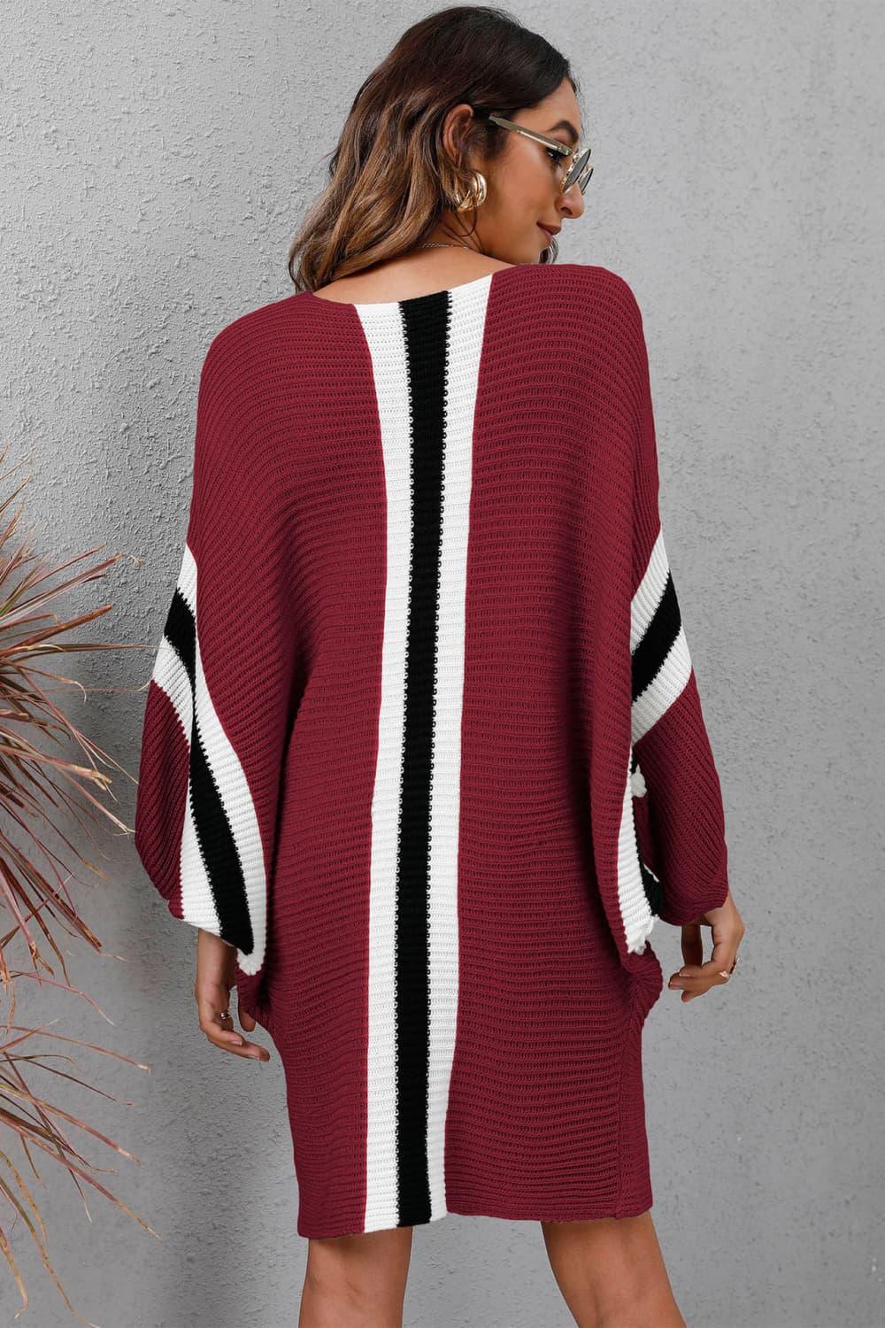 Get trendy with Ribbed Round Neck Long Sleeve Sweater Dress - Cardigan available at Styles Code. Grab yours today!