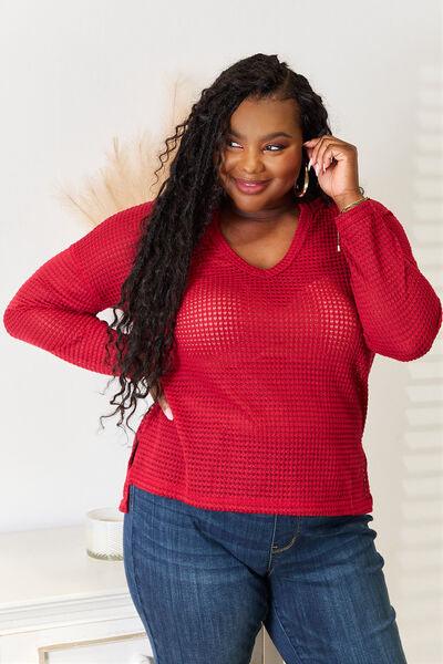 Get trendy with Full Size Wide Notch Relax Top - Tops available at Styles Code. Grab yours today!
