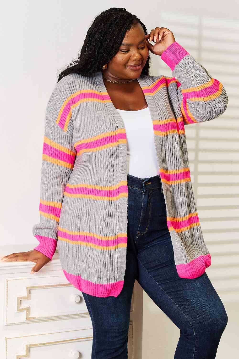 Get trendy with Ribbed Long Sleeve Cardigan - Cardigan available at Styles Code. Grab yours today!