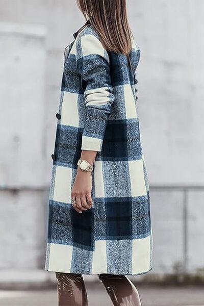 Get trendy with Double Take Full Size Plaid Button Up Lapel Collar Coat - available at Styles Code. Grab yours today!
