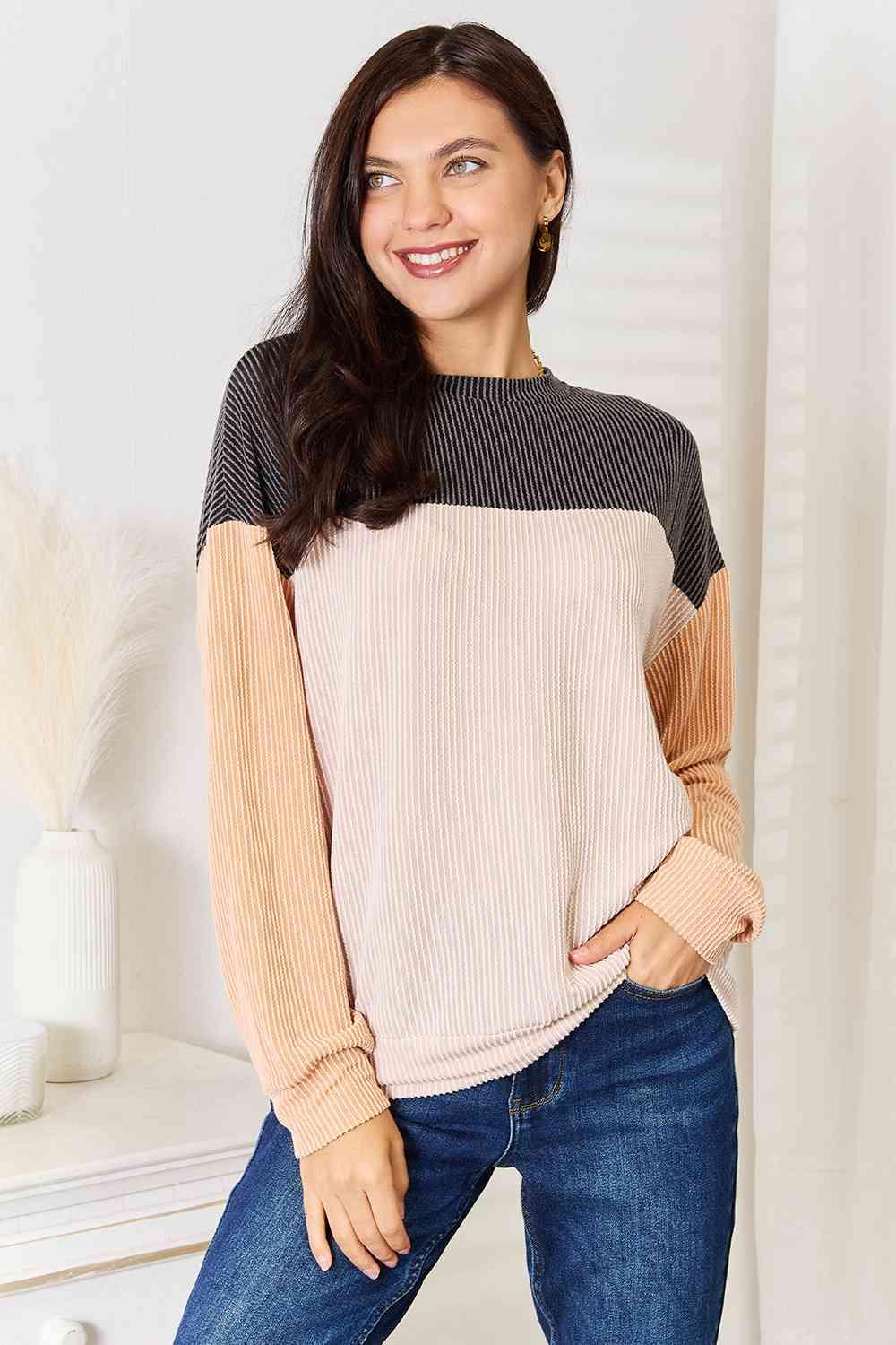 Get trendy with Color Block Dropped Shoulder T-Shirt - Tops available at Styles Code. Grab yours today!