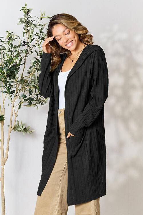Get trendy with Basic Bae Full Size Hooded Sweater Cardigan - available at Styles Code. Grab yours today!