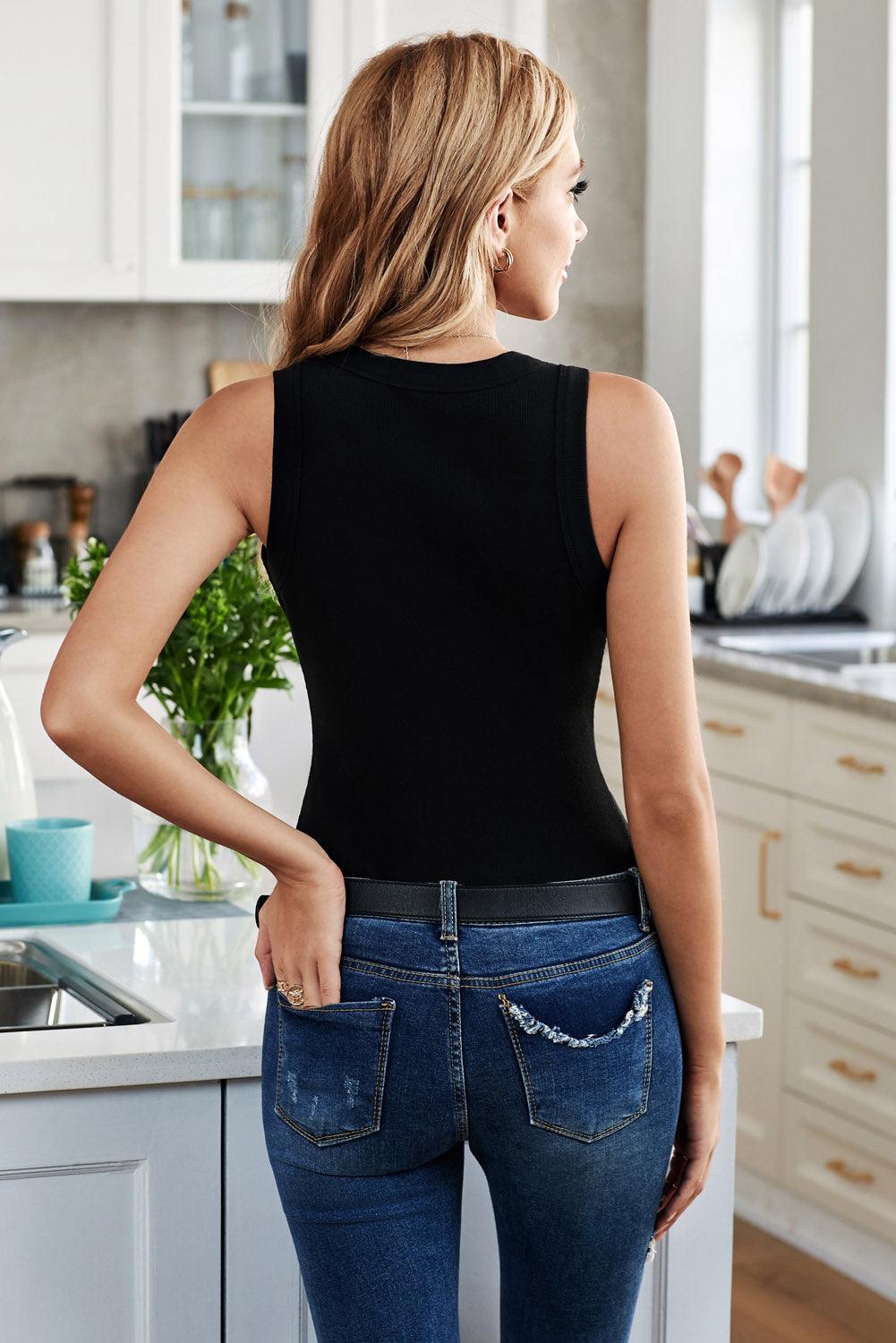 Get trendy with Round Neck Sleeveless Tank - Tops available at Styles Code. Grab yours today!