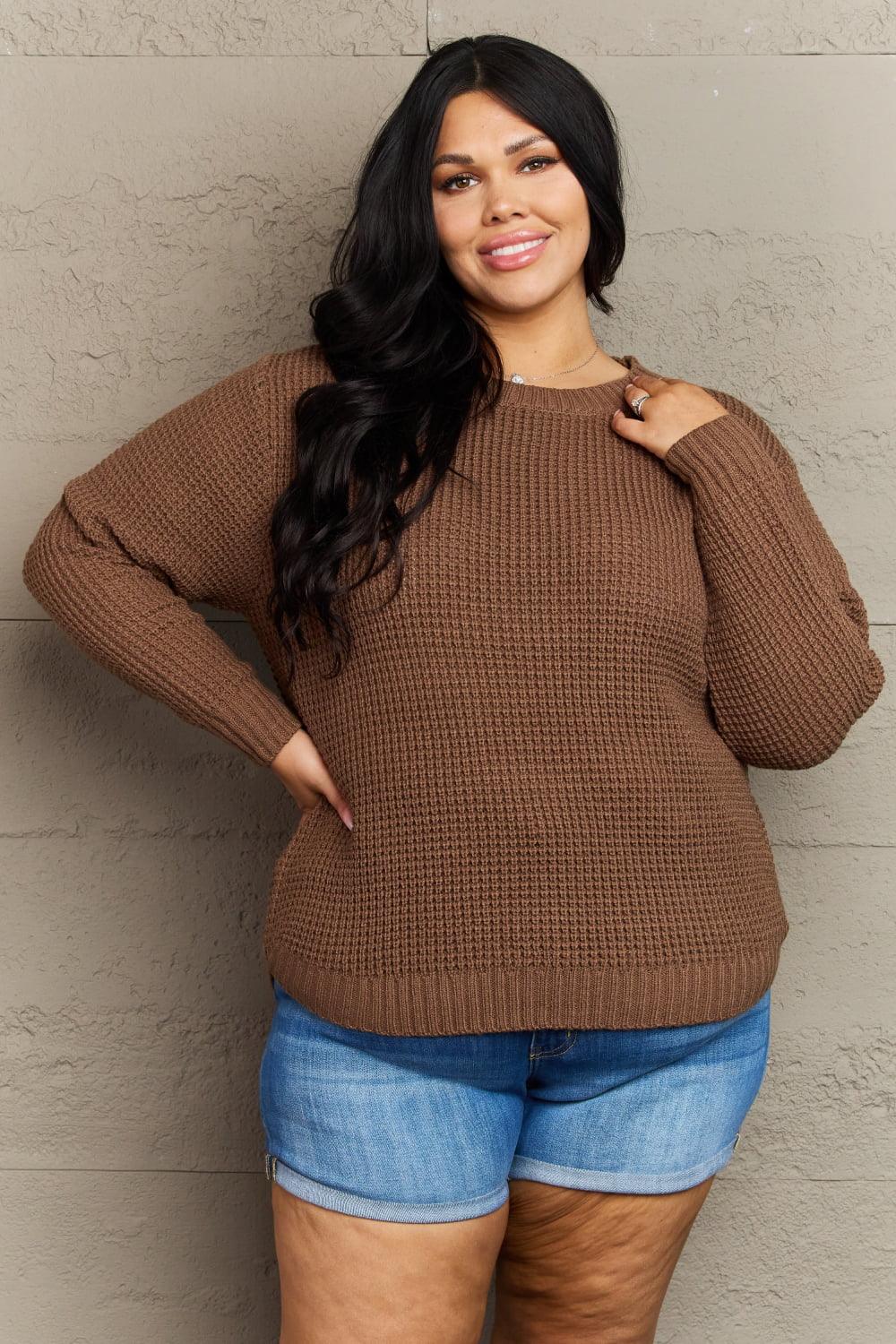 Get trendy with Plus Size Waffle Knit Sweater - Plus Size available at Styles Code. Grab yours today!