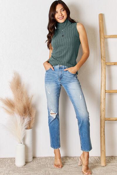 Get trendy with Basic Bae Full Size Ribbed Turtleneck Tank - available at Styles Code. Grab yours today!