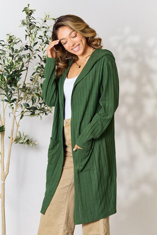 Get trendy with Full Size Hooded Sweater Cardigan - available at Styles Code. Grab yours today!