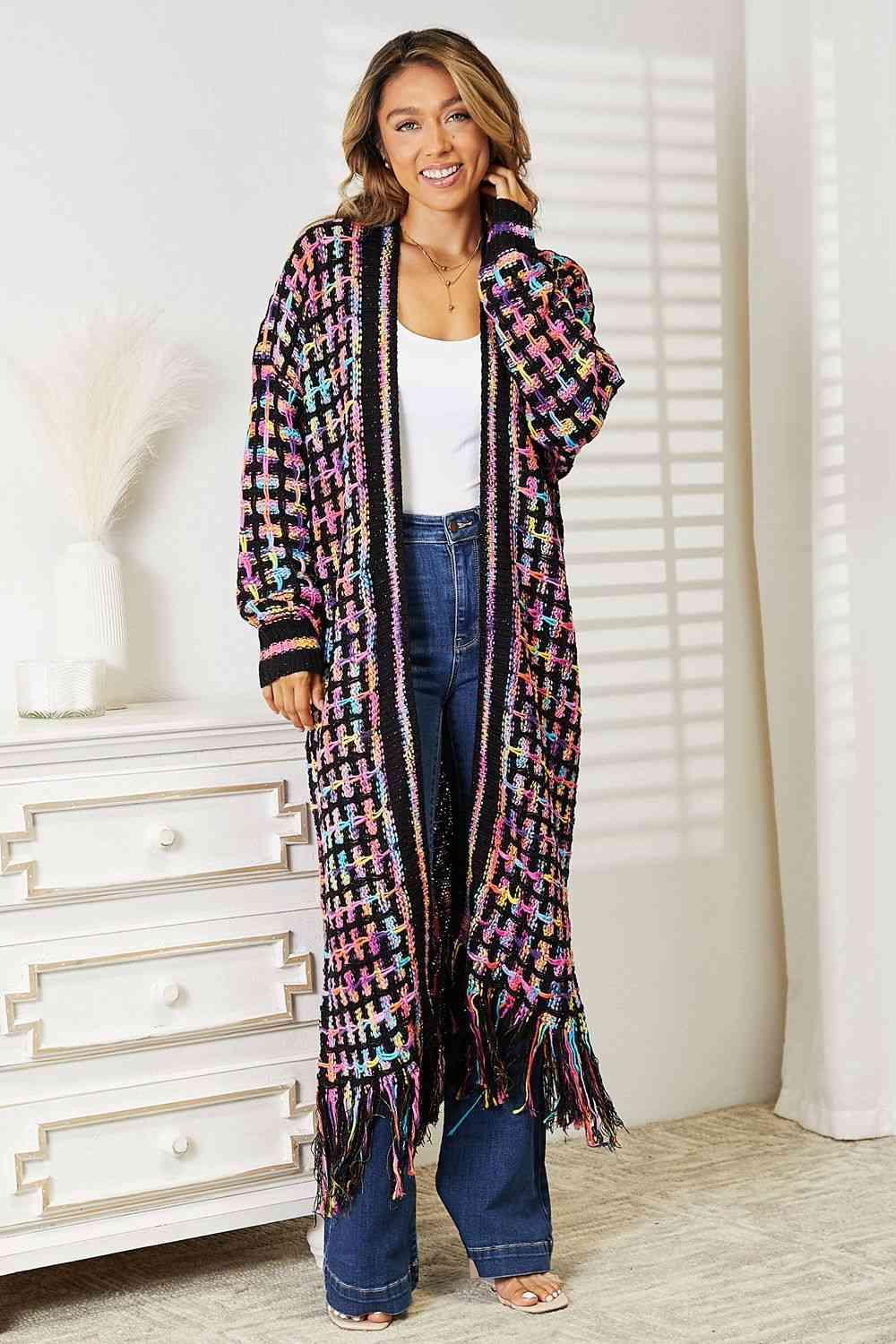 Get trendy with Open Front Fringe Hem Cardigan - Cardigan available at Styles Code. Grab yours today!