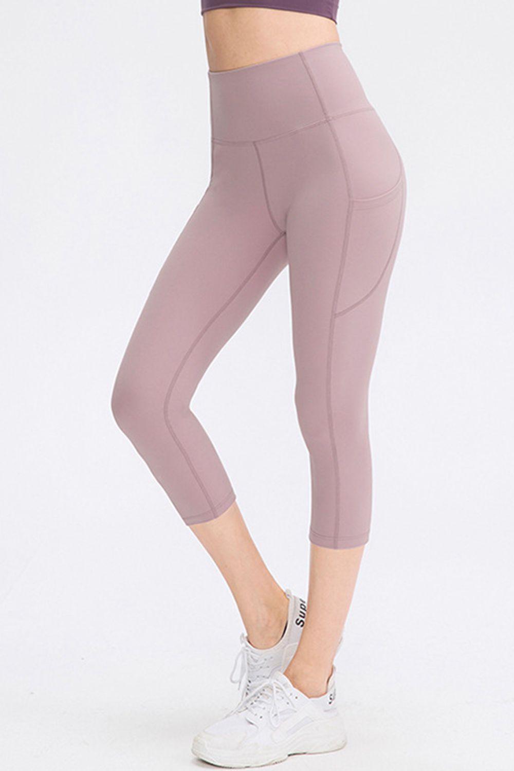 Get trendy with Wide Waistband Cropped Active Leggings with Pockets - Activewear available at Styles Code. Grab yours today!