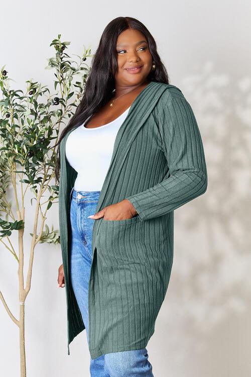 Get trendy with Full Size Hooded Sweater Cardigan - available at Styles Code. Grab yours today!