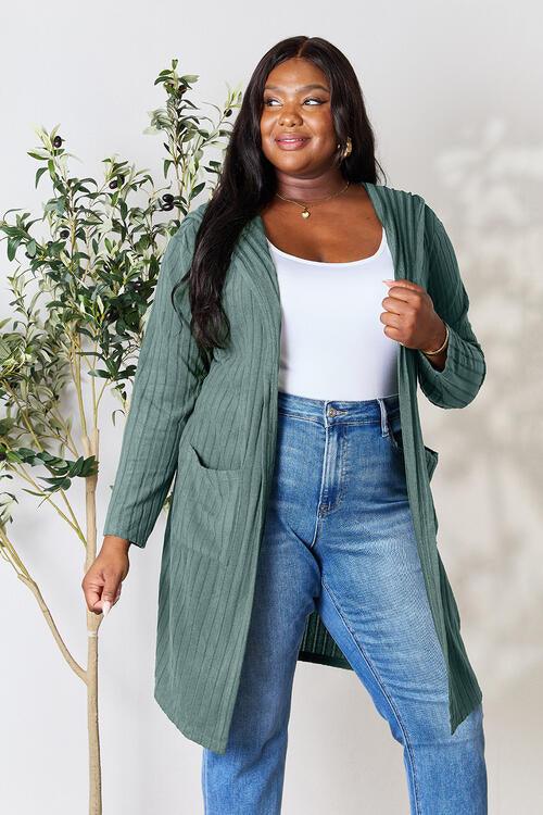 Get trendy with Full Size Hooded Sweater Cardigan - available at Styles Code. Grab yours today!
