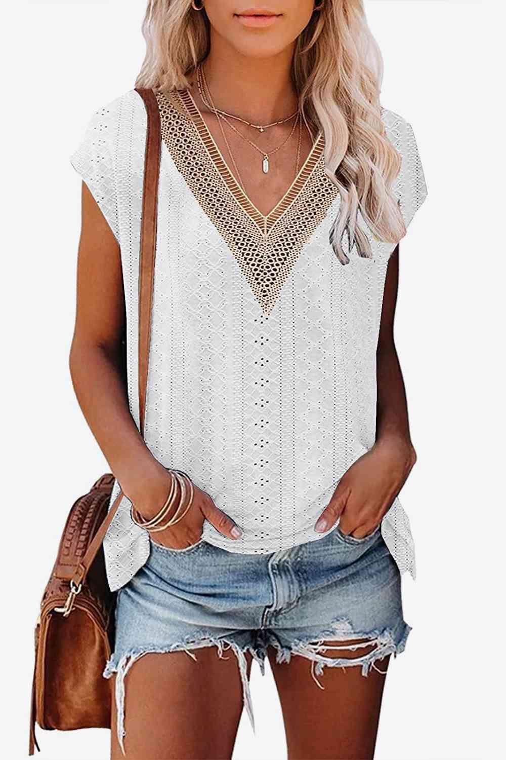 Get trendy with Contrast V-Neck Tee - T-Shirt available at Styles Code. Grab yours today!