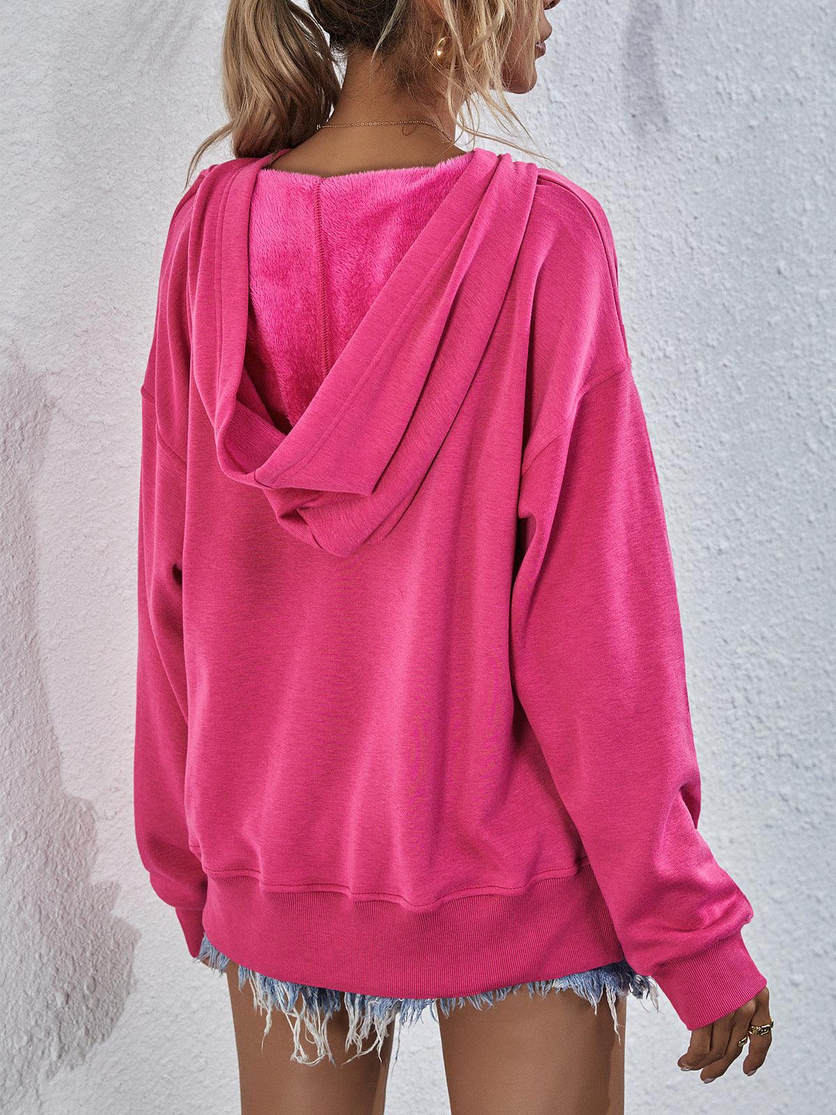 Get trendy with Dropped Shoulder Slit Hoodie - Tops available at Styles Code. Grab yours today!