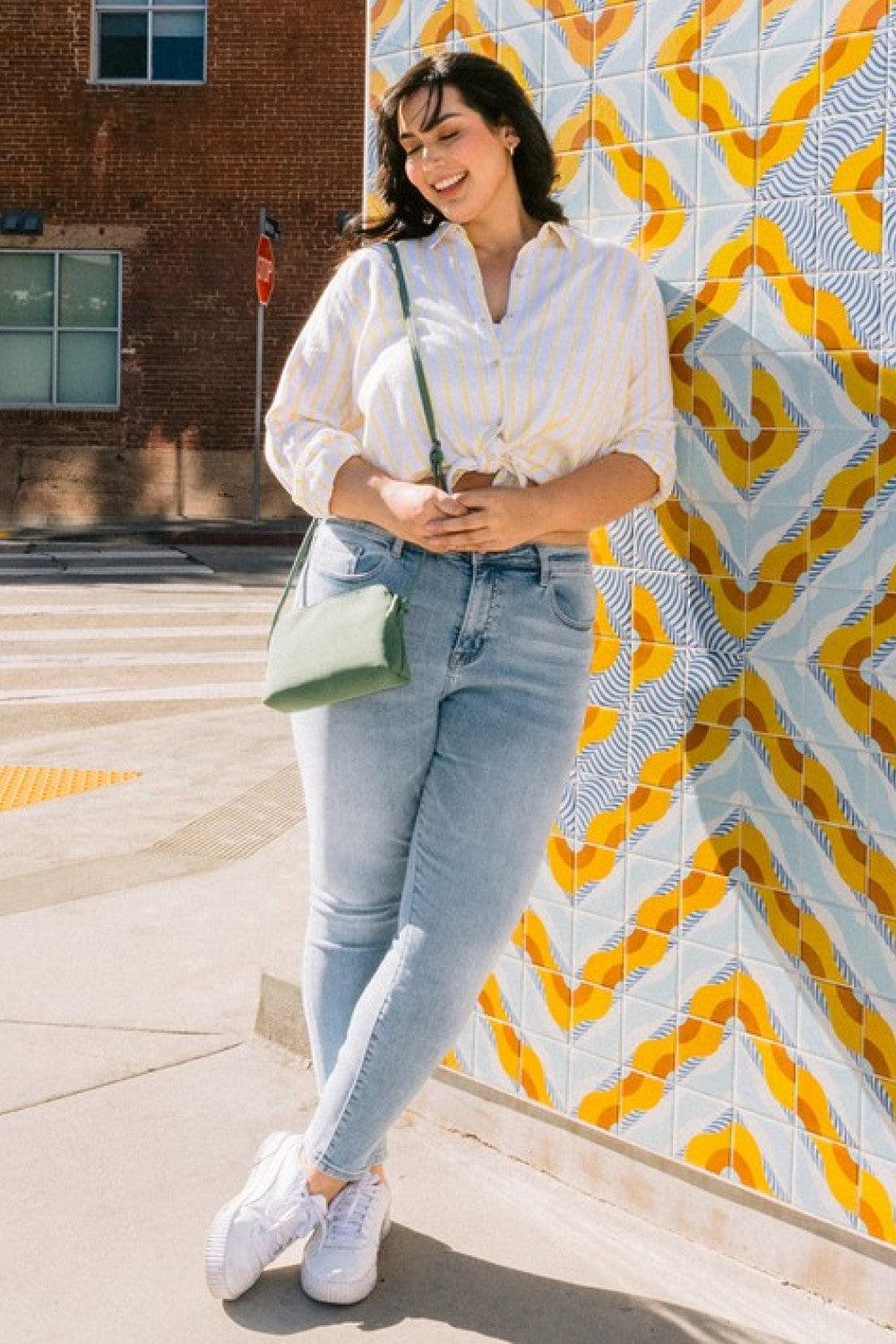 Get trendy with Full Size High Rise Crop Skinny Jeans - Jeans available at Styles Code. Grab yours today!