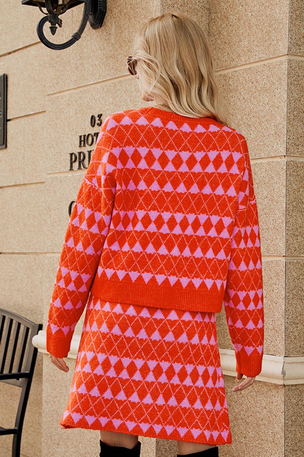 Get trendy with Dropped Shoulder Cardigan and Knit Skirt Set - Two Piece Sets available at Styles Code. Grab yours today!