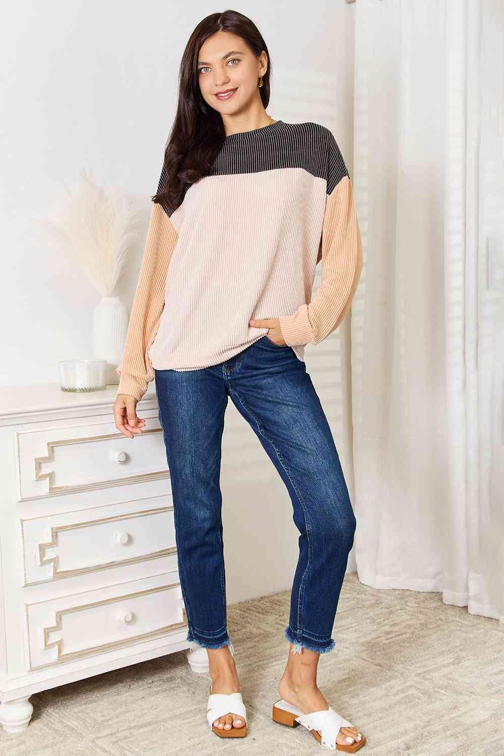 Get trendy with Color Block Dropped Shoulder T-Shirt - Tops available at Styles Code. Grab yours today!