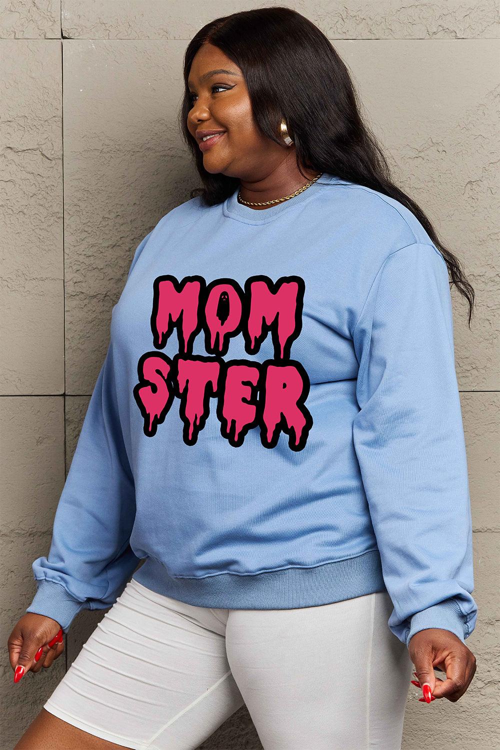 Get trendy with Simply Love Full Size MOM STER Graphic Sweatshirt - Halloween Clothes available at Styles Code. Grab yours today!