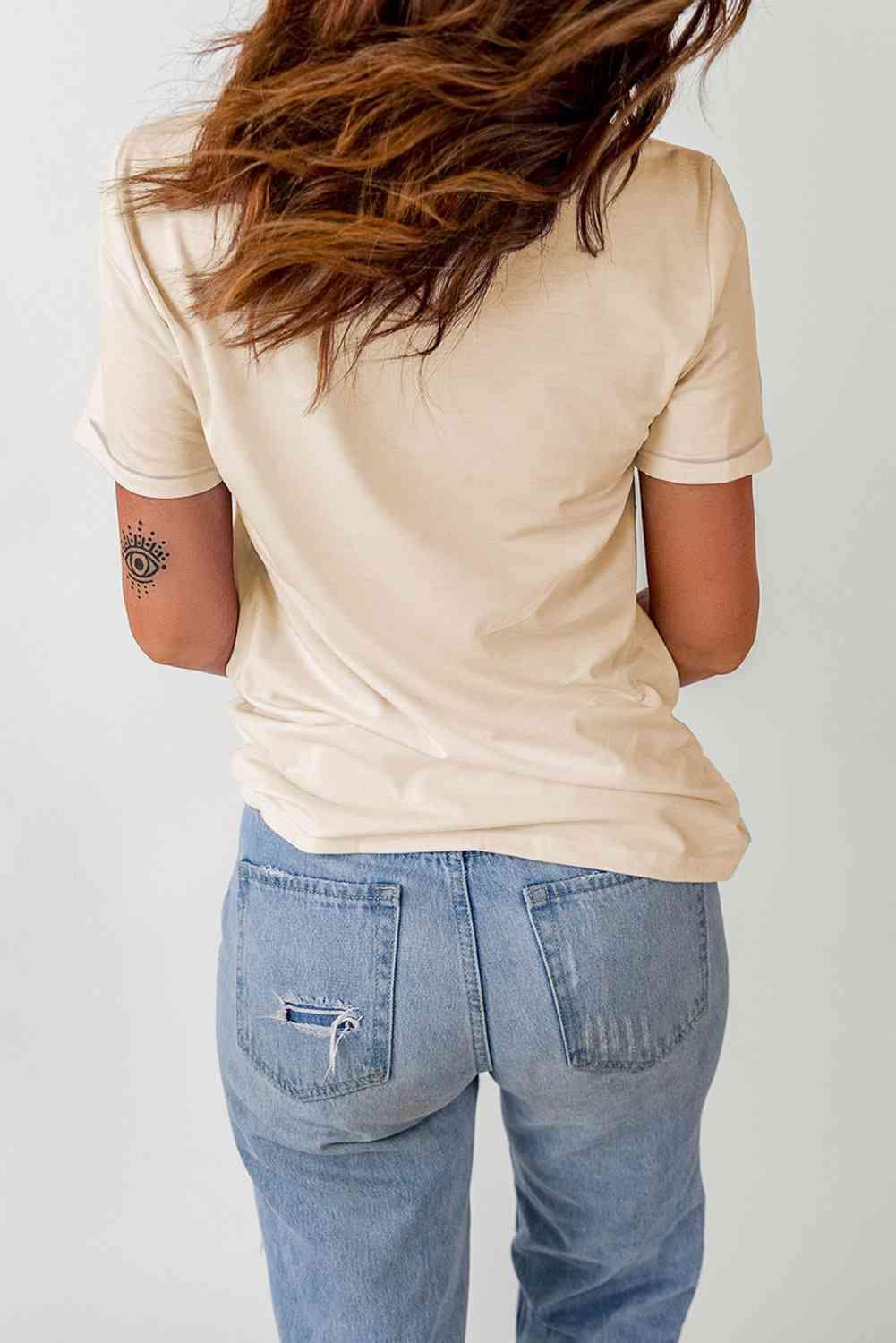 Get trendy with Pumpkin Graphic Round Neck Cuffed T-Shirt - T-Shirt available at Styles Code. Grab yours today!