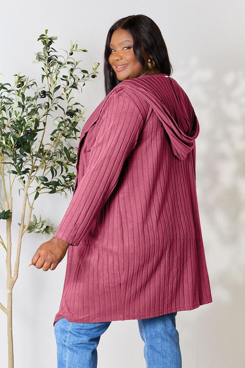 Get trendy with Full Size Hooded Sweater Cardigan - available at Styles Code. Grab yours today!