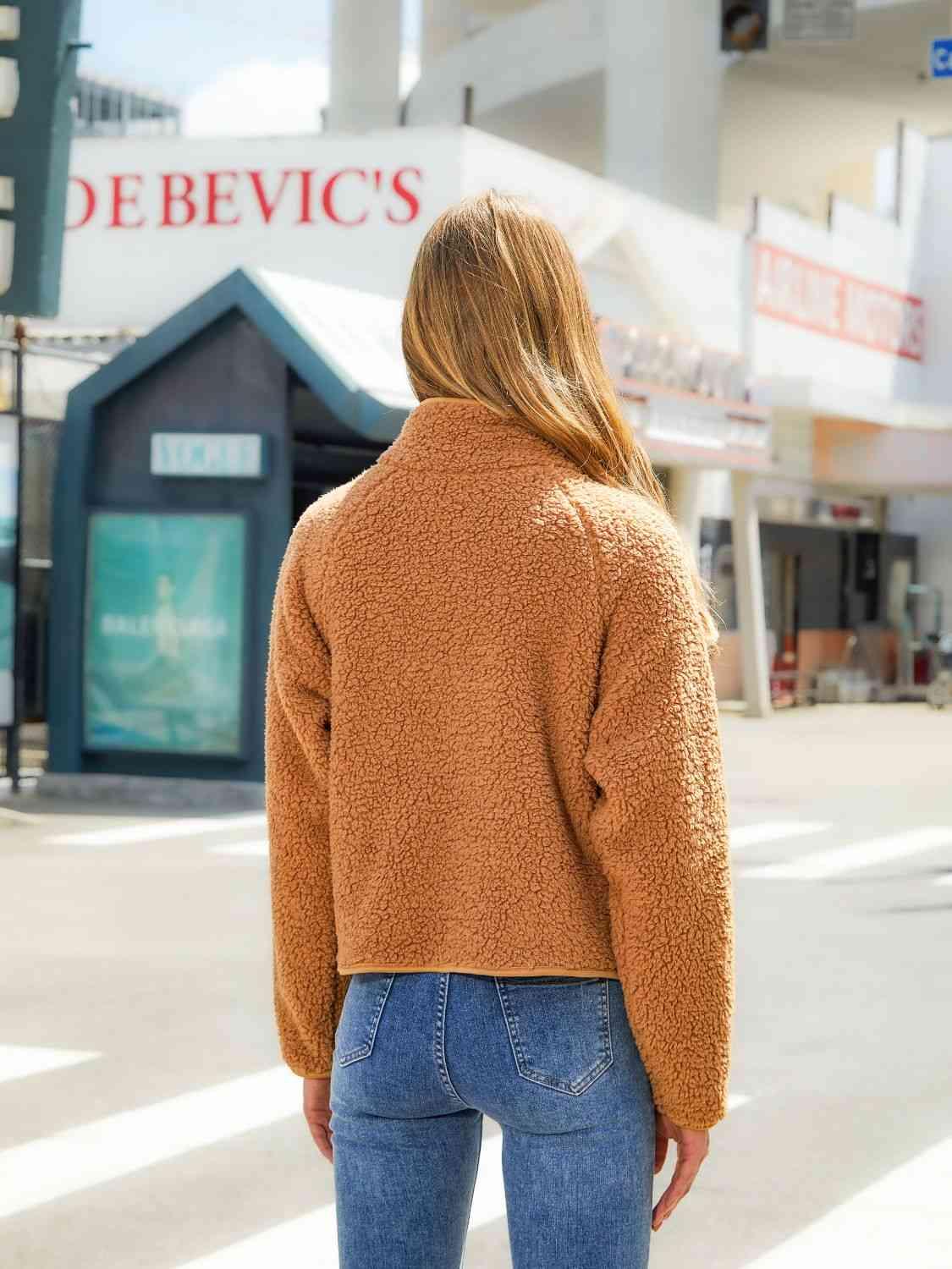 Get trendy with Zip-Up Raglan Sleeve Jacket - Jackets available at Styles Code. Grab yours today!