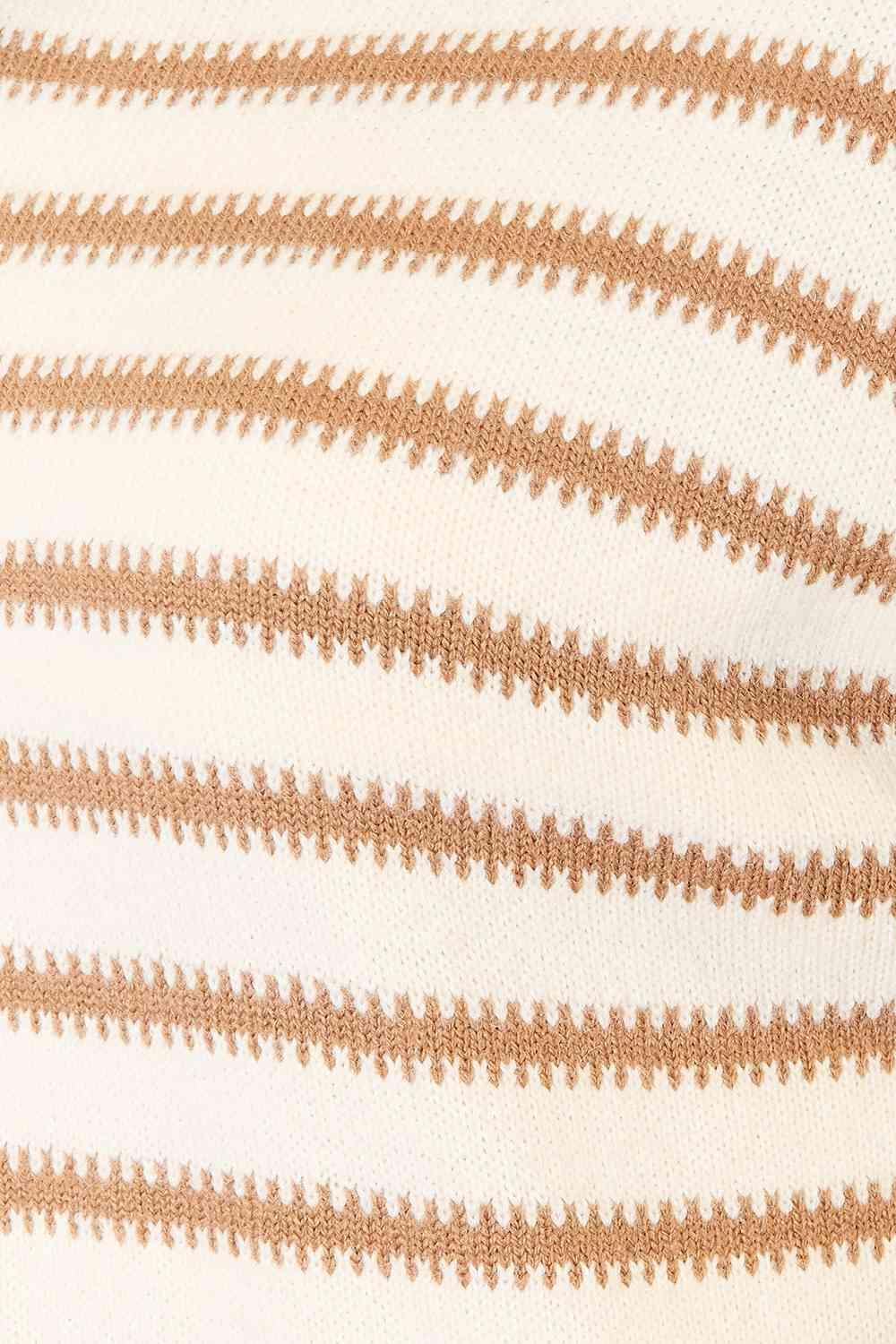 Get trendy with Striped Boat Neck Sweater - Sweater available at Styles Code. Grab yours today!