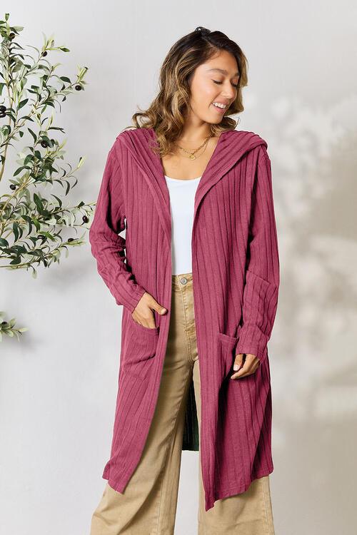 Get trendy with Full Size Hooded Sweater Cardigan - available at Styles Code. Grab yours today!