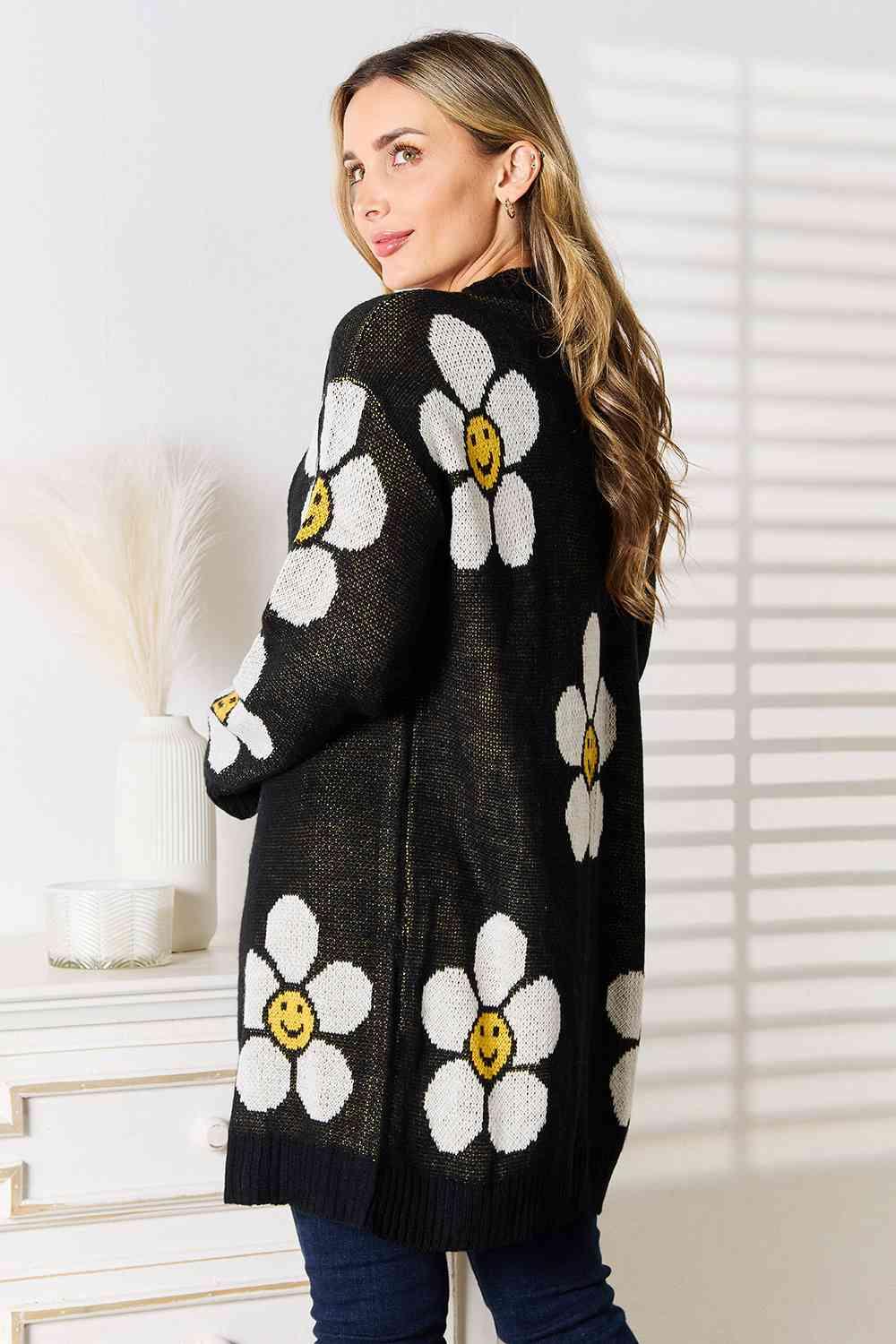 Get trendy with Floral Button Down Longline Cardigan - Cardigan available at Styles Code. Grab yours today!