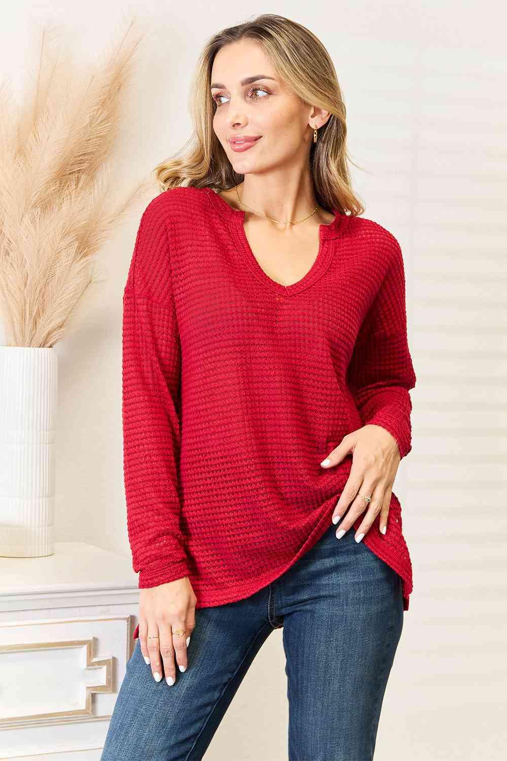 Get trendy with Full Size Wide Notch Relax Top - Tops available at Styles Code. Grab yours today!
