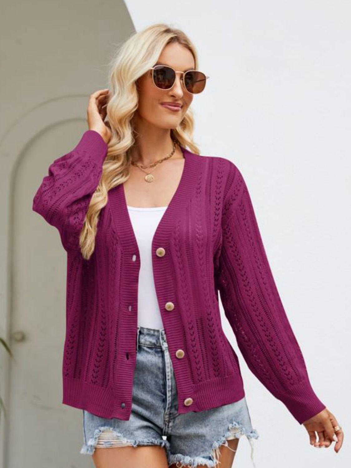 Get trendy with Button Down Ribbed Trim Cardigan - Cardigans available at Styles Code. Grab yours today!