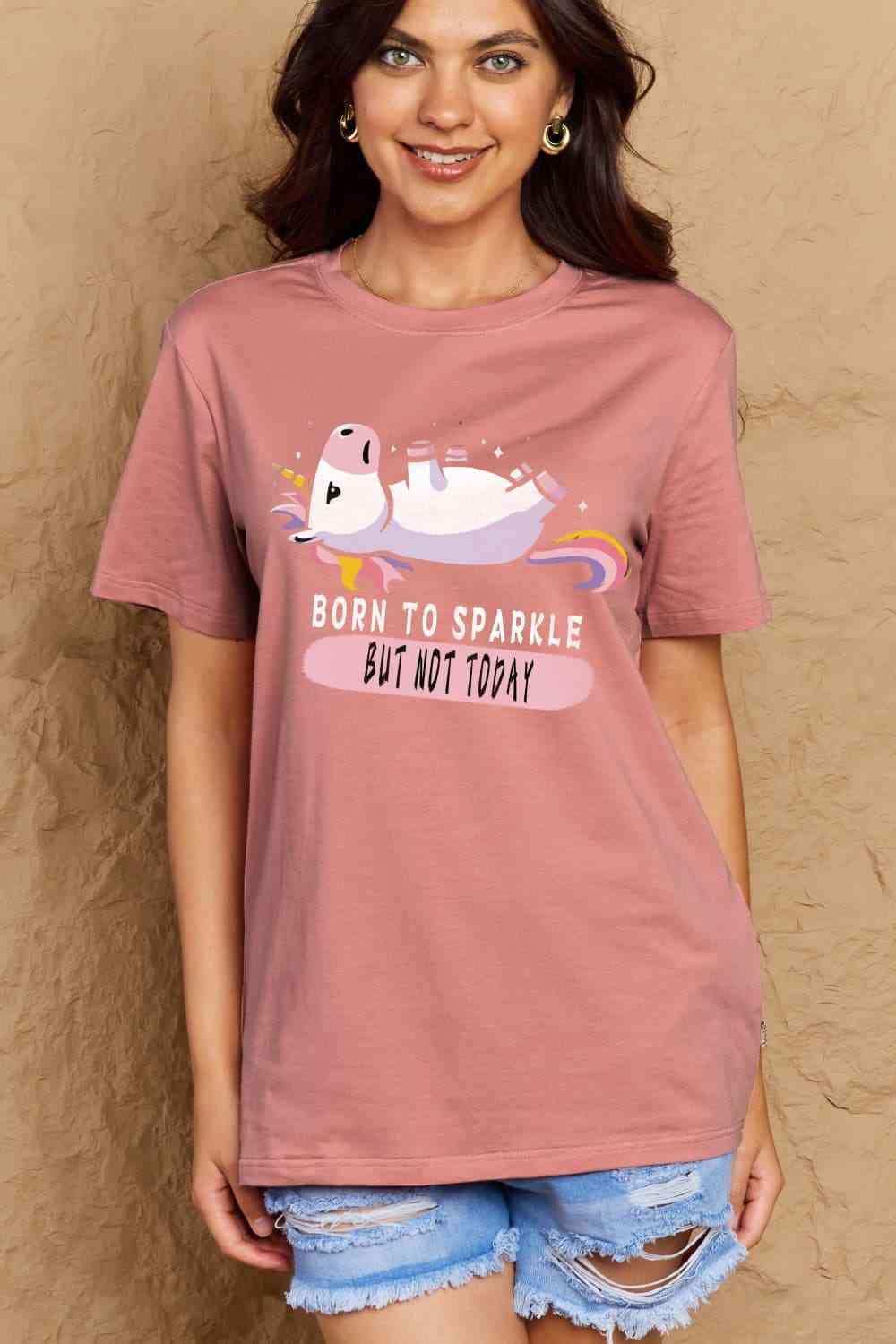 Get trendy with Full Size BORN TO SPARKLE Graphic Cotton Tee - T-Shirt available at Styles Code. Grab yours today!