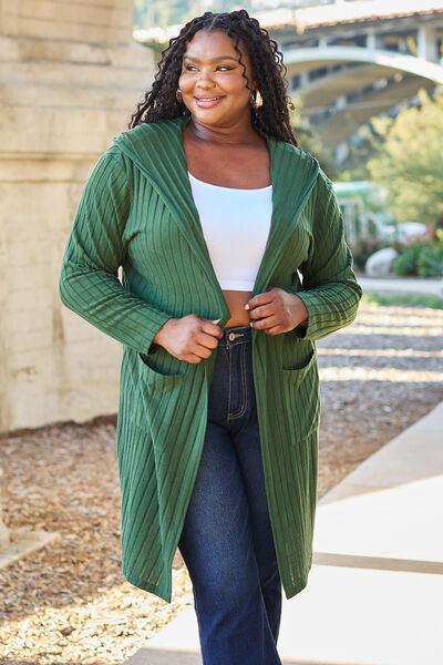 Get trendy with Full Size Hooded Sweater Cardigan - available at Styles Code. Grab yours today!