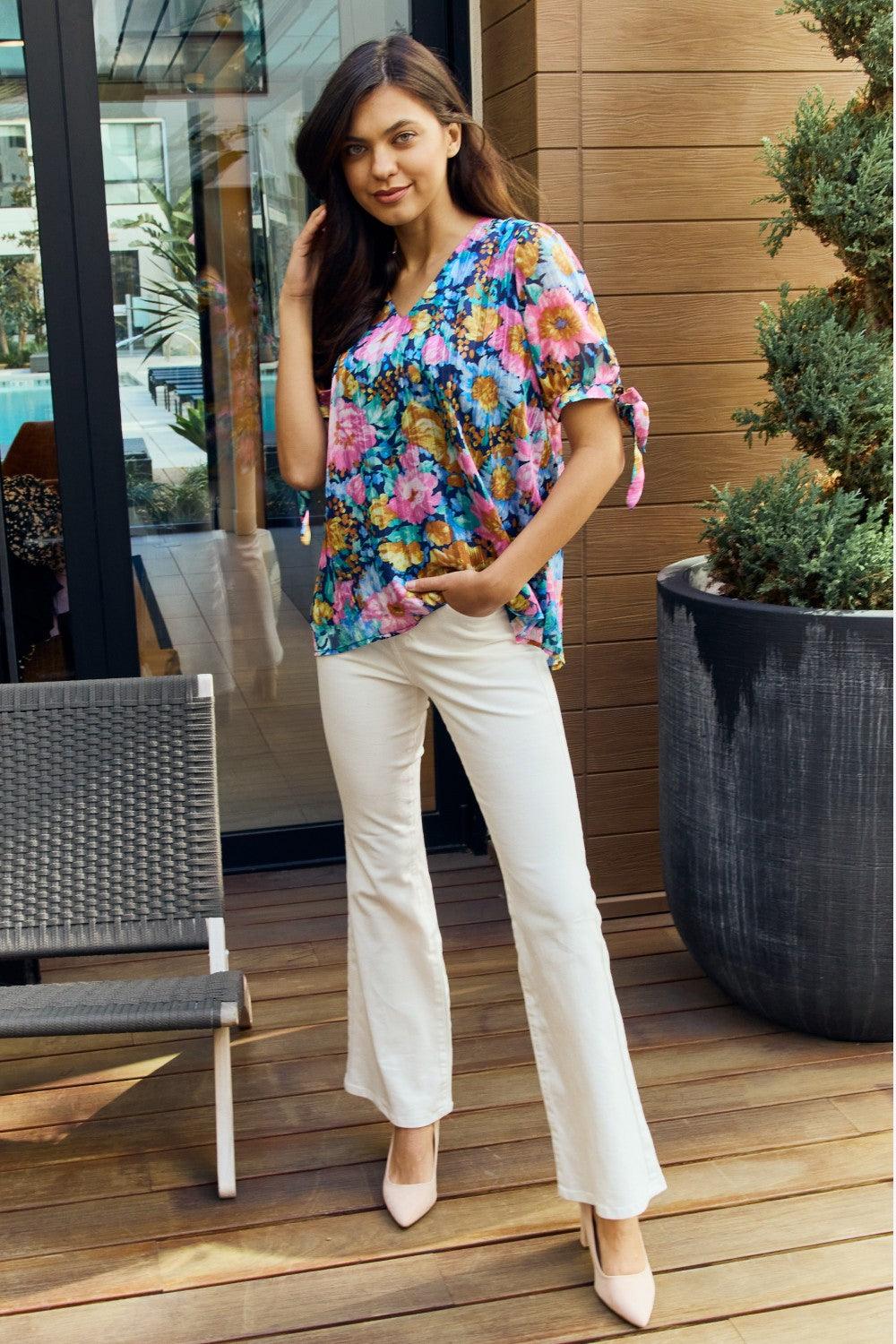 Get trendy with Full Size Floral V-Neck Blouse - available at Styles Code. Grab yours today!