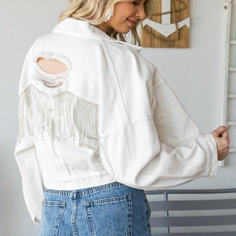 Get trendy with Dropped Shoulder Denim Jacket - Jackets available at Styles Code. Grab yours today!