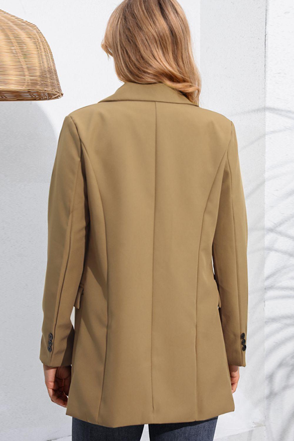 Get trendy with Lapel Neck Long Sleeve Blazer with Pockets - Blazers available at Styles Code. Grab yours today!