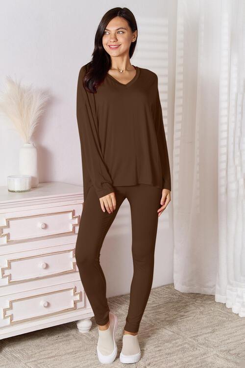 Get trendy with Full Size V-Neck Top and Pants Lounge Set - available at Styles Code. Grab yours today!
