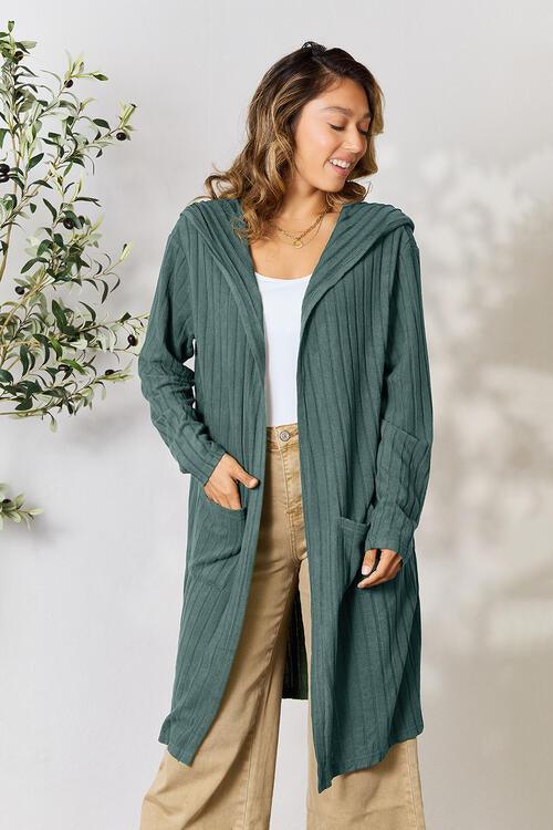 Get trendy with Full Size Hooded Sweater Cardigan - available at Styles Code. Grab yours today!