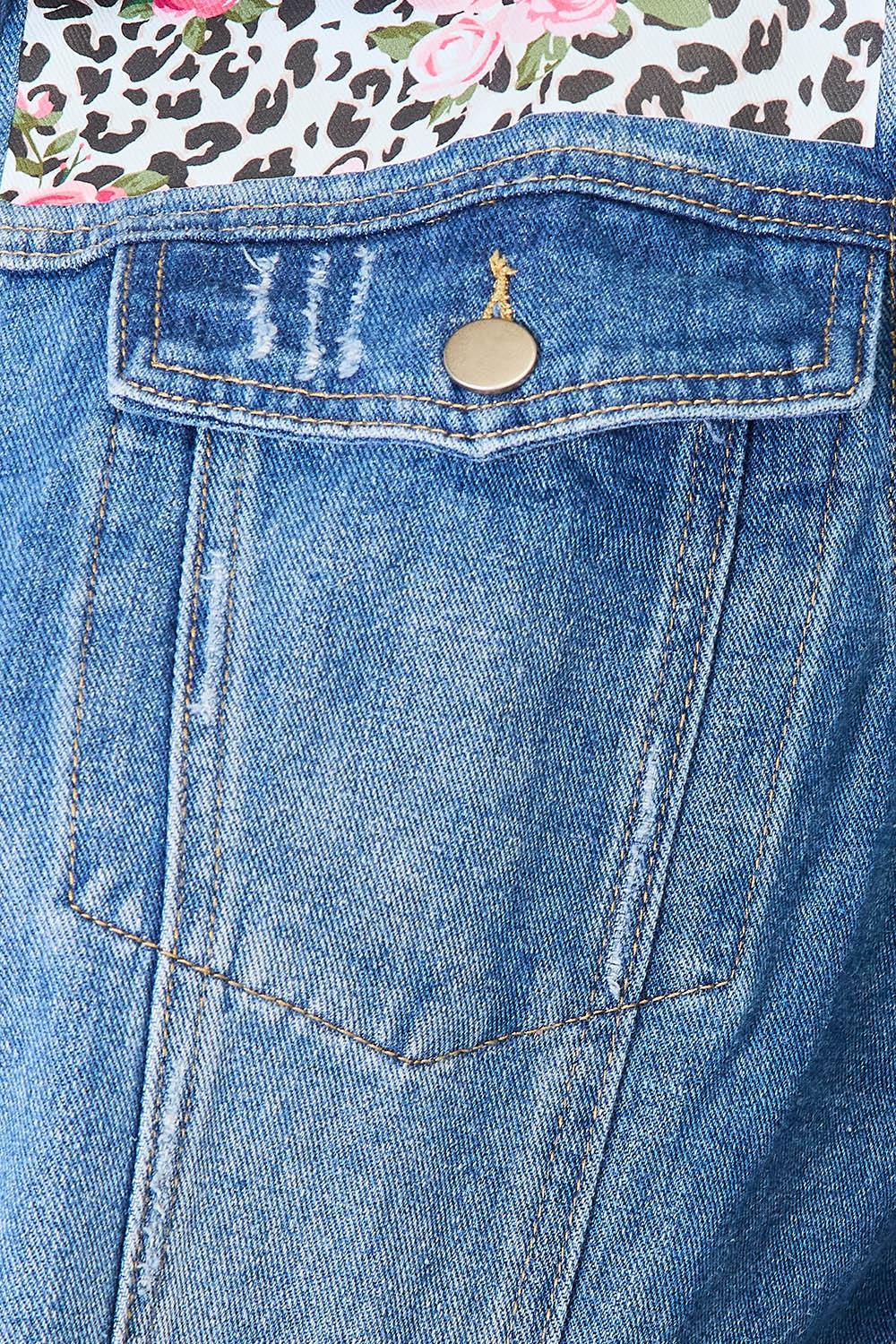 Get trendy with Floral Distressed Denim Jacket - Denim Jacket available at Styles Code. Grab yours today!