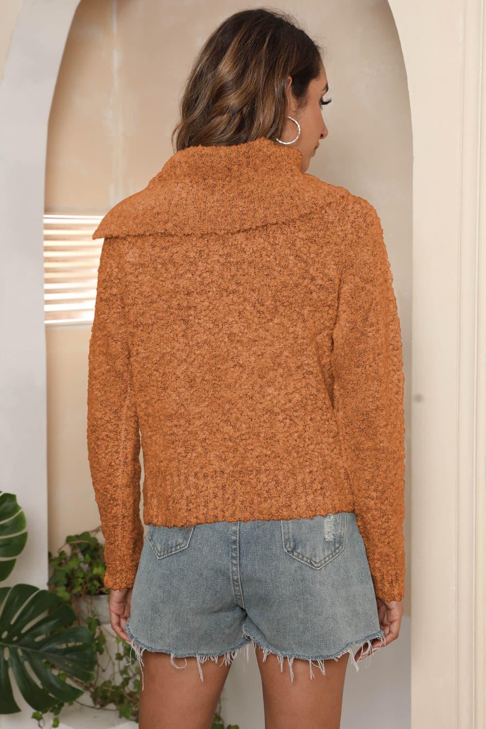 Get trendy with Asymmetrical Neck Long Sleeve Pullover Sweater - Sweater available at Styles Code. Grab yours today!