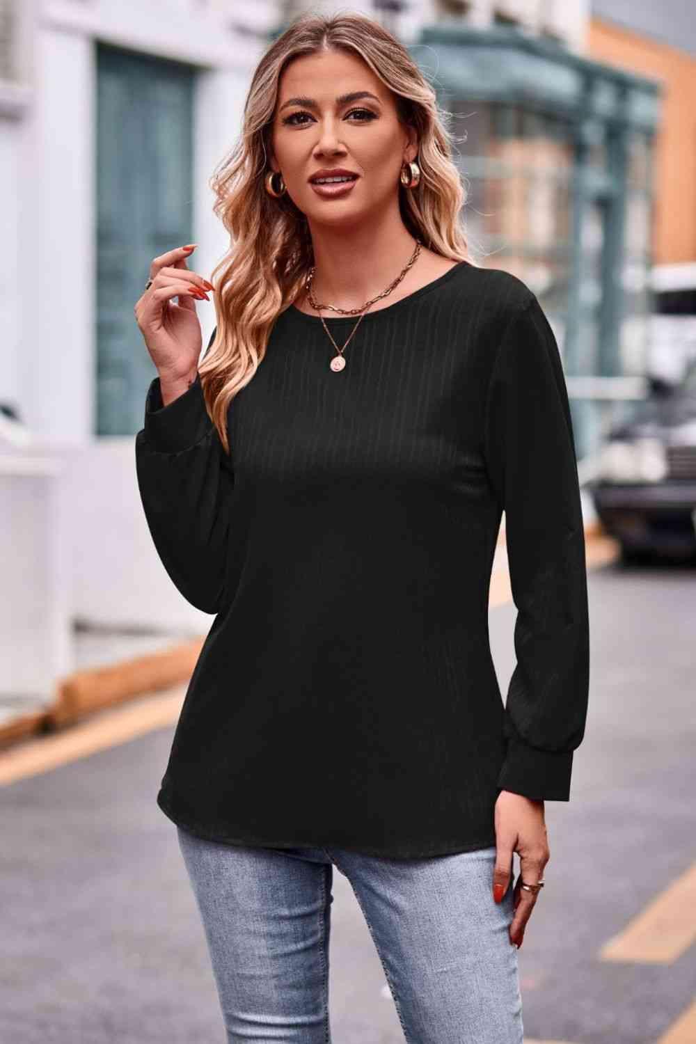 Get trendy with Round Neck Long Sleeve Tee - T-Shirt available at Styles Code. Grab yours today!