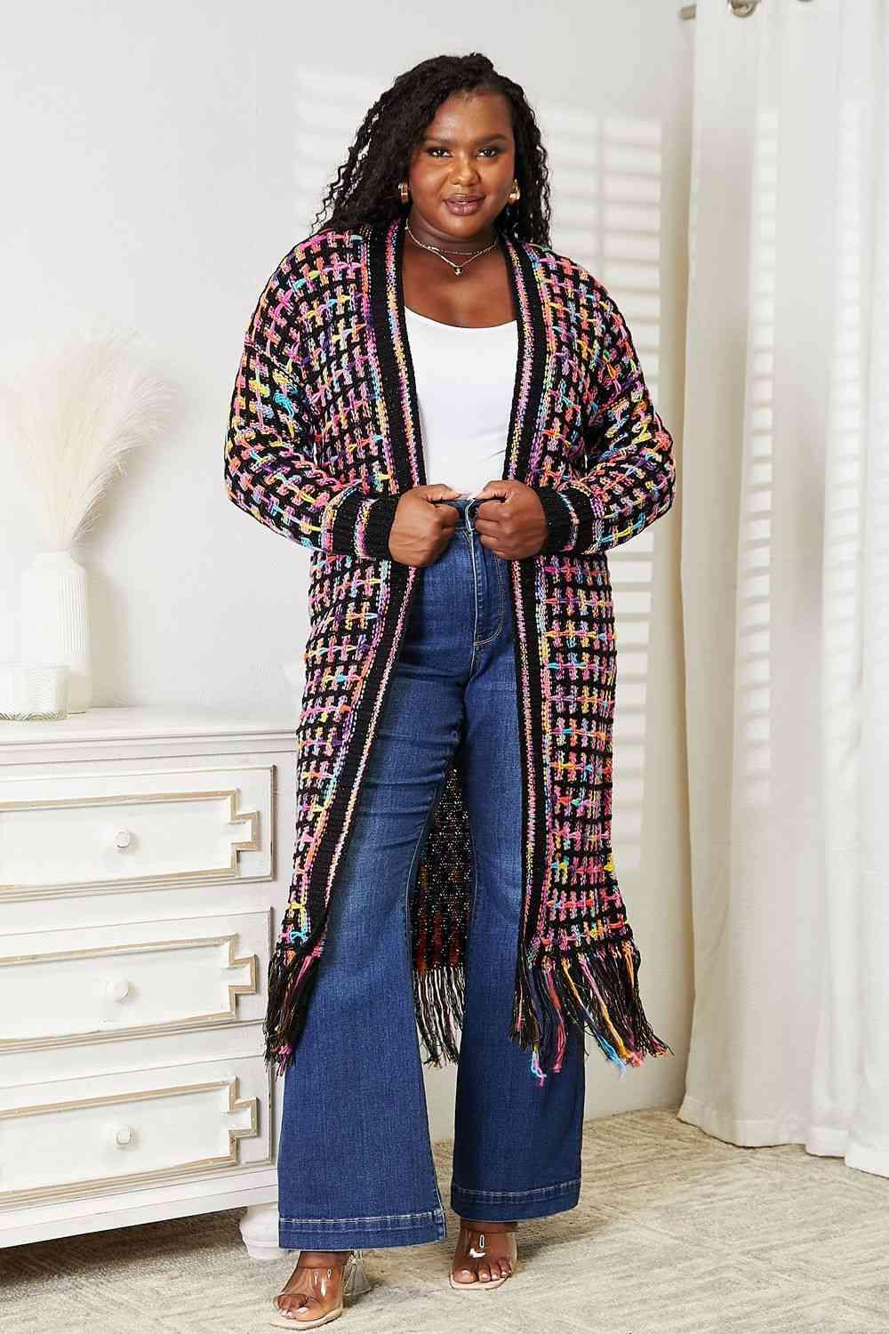 Get trendy with Open Front Fringe Hem Cardigan - Cardigan available at Styles Code. Grab yours today!