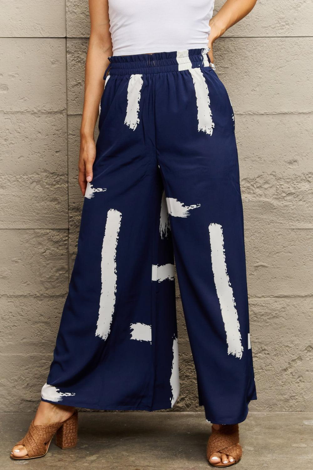 Get trendy with Printed Wide Leg Long Pants - Bottoms available at Styles Code. Grab yours today!