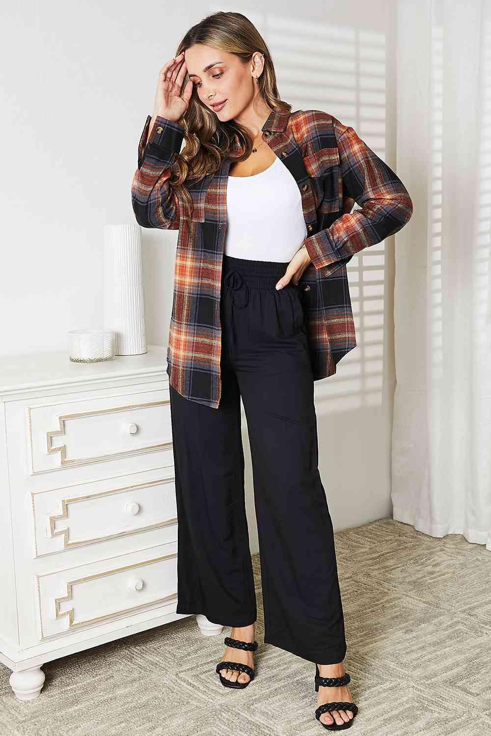 Get trendy with Plaid Dropped Shoulder Shirt - Shirt available at Styles Code. Grab yours today!