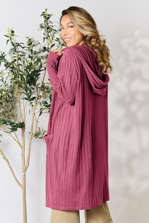 Get trendy with Full Size Hooded Sweater Cardigan - available at Styles Code. Grab yours today!