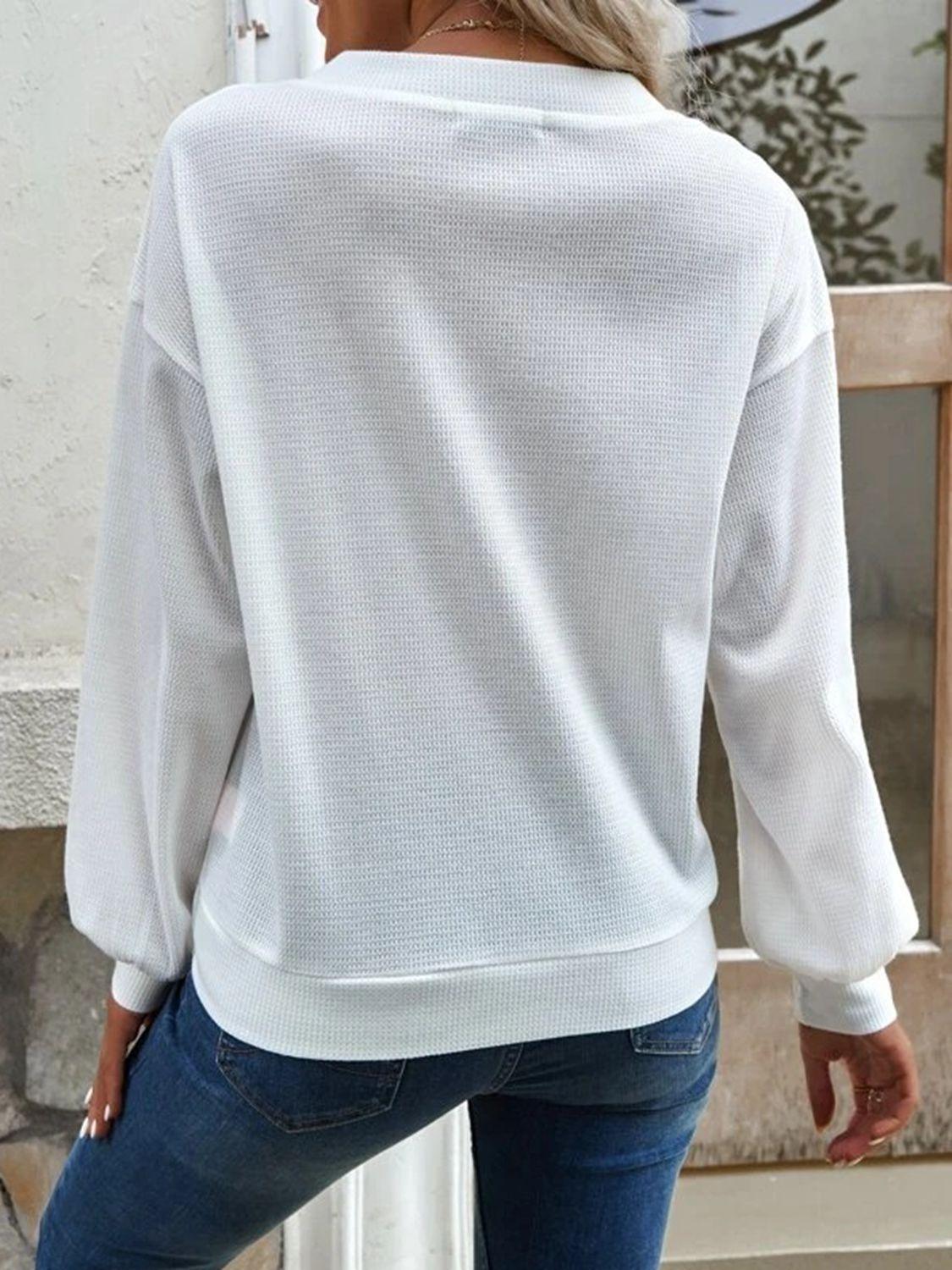 Get trendy with V-Neck Dropped Shoulder Blouse - Tops available at Styles Code. Grab yours today!