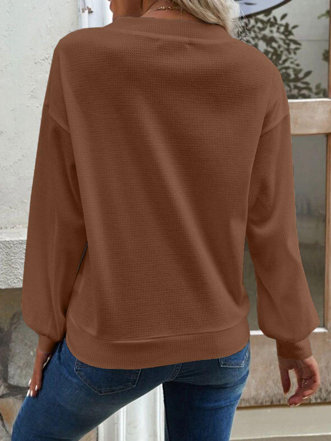 Get trendy with V-Neck Dropped Shoulder Blouse - Tops available at Styles Code. Grab yours today!