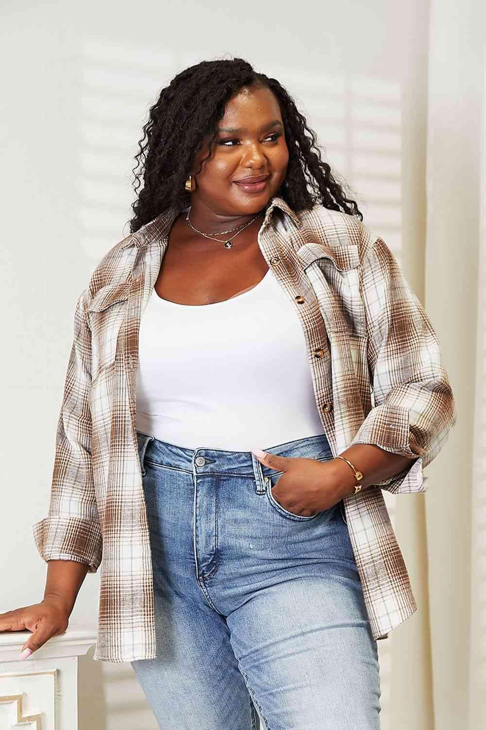 Get trendy with Plaid Dropped Shoulder Shirt - Shirt available at Styles Code. Grab yours today!